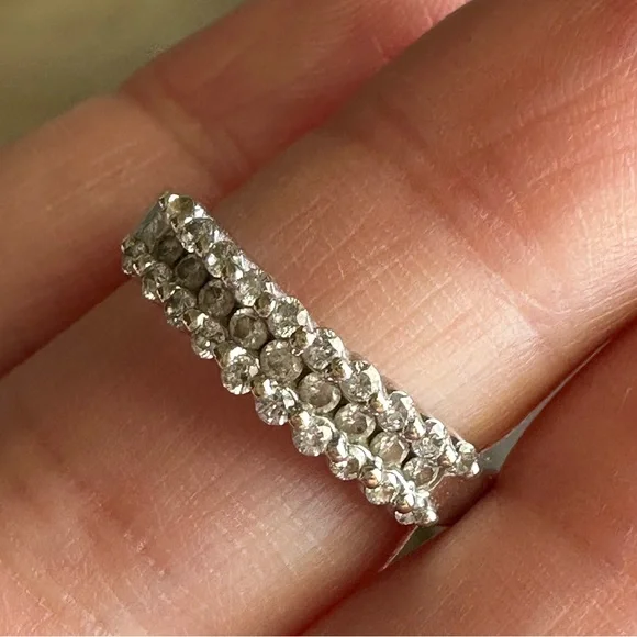 Diamond & Silver 14 K  gold engagement Ring - Picture 3 of 10